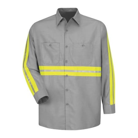 Vf Imagewear Red Kap Enhanced Visibility Industrial Long Sleeve Work Shirt, Gray, Poly/Cotton, Regular 4XL SP14EGRG4XL
